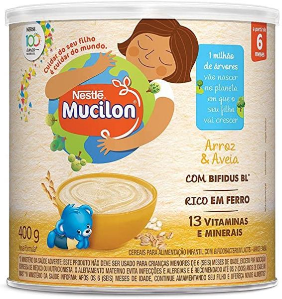 Cereal Infantil, Arroz e Aveia, Mucilon, 400g