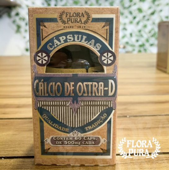 CÁLCIO DE OSTRA-D 60 CAPS 500MG | FLORA PURA