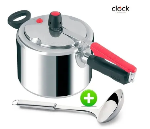 Panela Pressão 4,5 Litro Original Polida Clock + Concha Inox