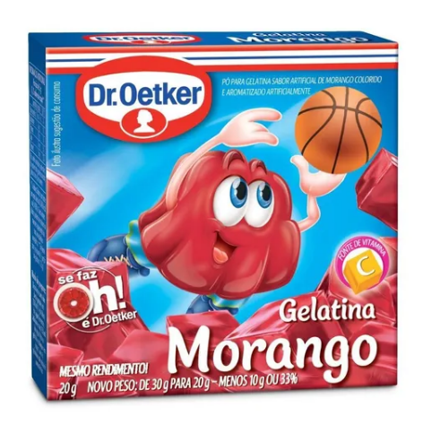 Gelatina Em Pó Sabor Morango Dr. Oetker Caixa 20g