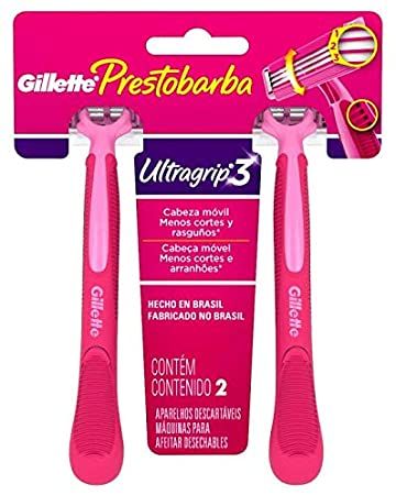 Aparelho de Depilar Descartável Feminino Gillette Prestobarba UltraGrip3 - 2 unidades